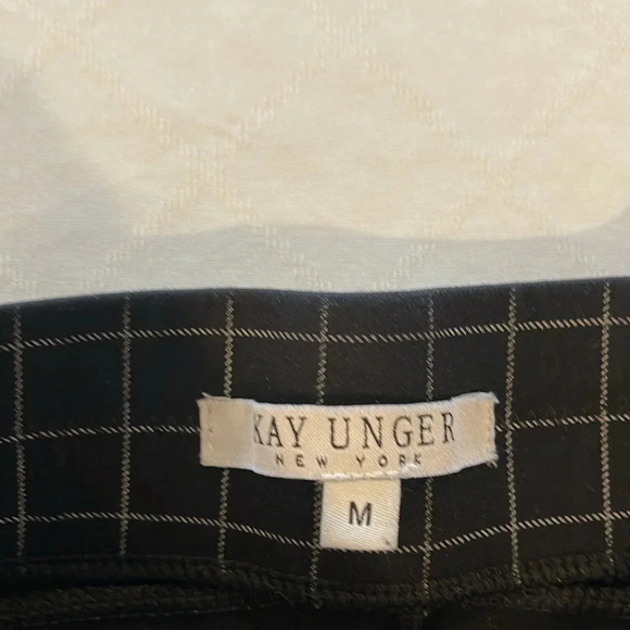 Kay Unger NY Pull On Stretch Elastic‎ Waist Pants plaid medium EUC - Picture 2 of 4